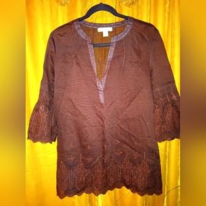 Coldwater Creek Sheer Long Top Boho Bohemian Woman's sz M NWOT